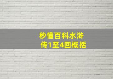 秒懂百科水浒传1至4回概括