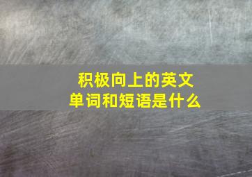 积极向上的英文单词和短语是什么