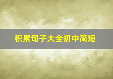 积累句子大全初中简短