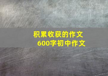 积累收获的作文600字初中作文