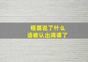 程磊说了什么话被认出间谍了