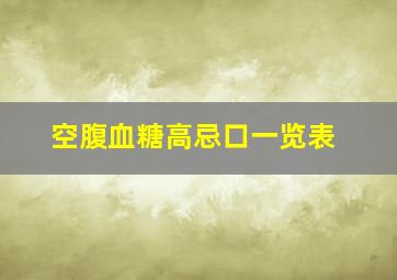 空腹血糖高忌口一览表