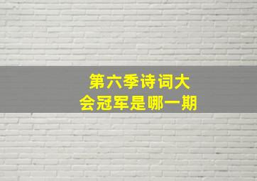 第六季诗词大会冠军是哪一期