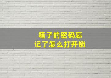 箱子的密码忘记了怎么打开锁