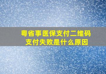 粤省事医保支付二维码 支付失败是什么原因