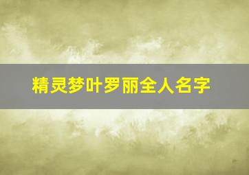 精灵梦叶罗丽全人名字