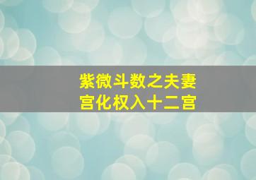 紫微斗数之夫妻宫化权入十二宫