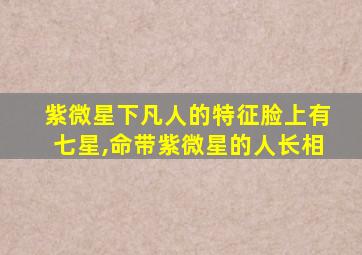 紫微星下凡人的特征脸上有七星,命带紫微星的人长相