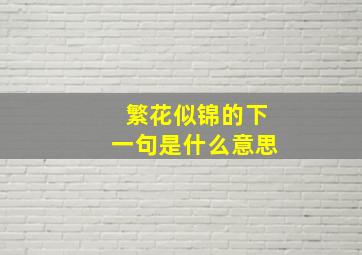 繁花似锦的下一句是什么意思