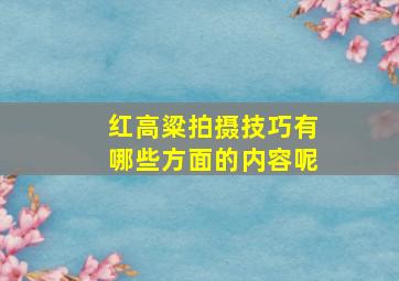 红高粱拍摄技巧有哪些方面的内容呢