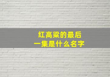 红高粱的最后一集是什么名字