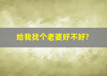 给我找个老婆好不好?