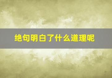 绝句明白了什么道理呢