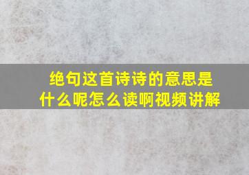 绝句这首诗诗的意思是什么呢怎么读啊视频讲解