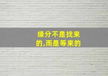 缘分不是找来的,而是等来的