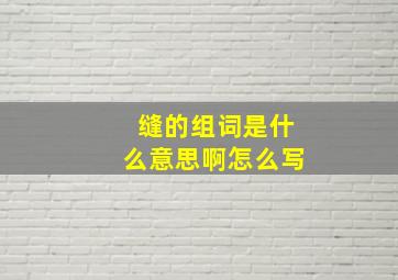 缝的组词是什么意思啊怎么写