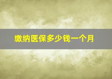 缴纳医保多少钱一个月