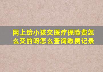 网上给小孩交医疗保险费怎么交的呀怎么查询缴费记录