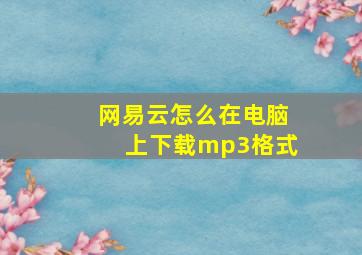 网易云怎么在电脑上下载mp3格式