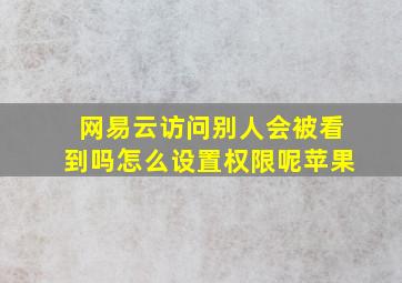 网易云访问别人会被看到吗怎么设置权限呢苹果