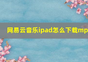 网易云音乐ipad怎么下载mp3