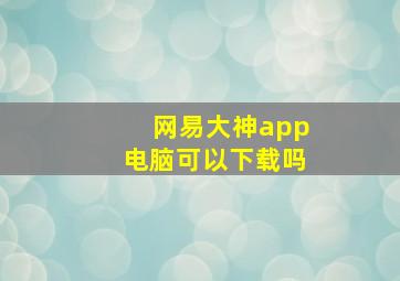 网易大神app电脑可以下载吗