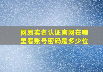 网易实名认证官网在哪里看账号密码是多少位