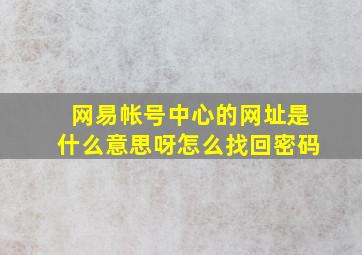 网易帐号中心的网址是什么意思呀怎么找回密码