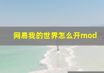 网易我的世界怎么开mod