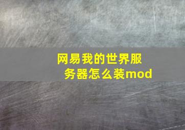 网易我的世界服务器怎么装mod