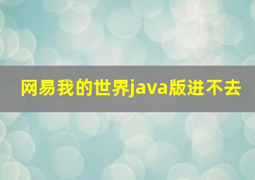 网易我的世界java版进不去