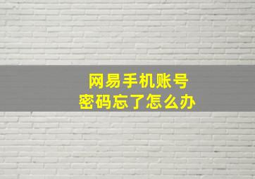 网易手机账号密码忘了怎么办