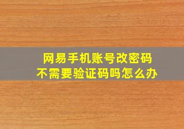 网易手机账号改密码不需要验证码吗怎么办