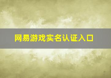 网易游戏实名认证入口