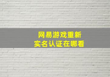 网易游戏重新实名认证在哪看