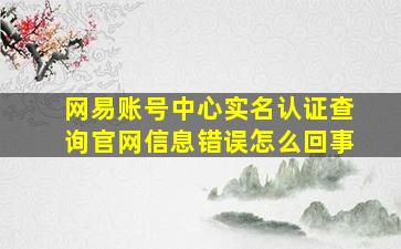 网易账号中心实名认证查询官网信息错误怎么回事