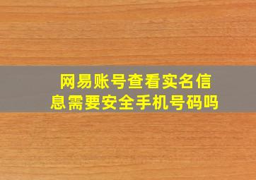 网易账号查看实名信息需要安全手机号码吗