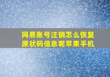 网易账号注销怎么恢复原状码信息呢苹果手机