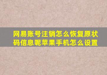 网易账号注销怎么恢复原状码信息呢苹果手机怎么设置