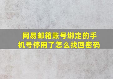 网易邮箱账号绑定的手机号停用了怎么找回密码