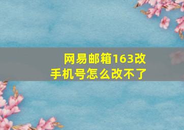 网易邮箱163改手机号怎么改不了