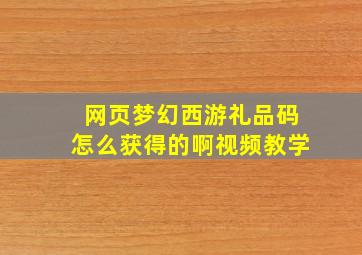 网页梦幻西游礼品码怎么获得的啊视频教学