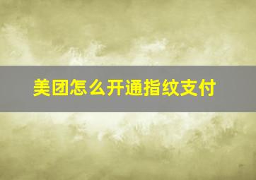 美团怎么开通指纹支付