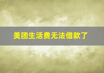 美团生活费无法借款了