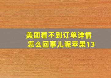 美团看不到订单详情怎么回事儿呢苹果13