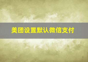 美团设置默认微信支付