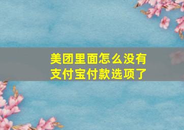 美团里面怎么没有支付宝付款选项了