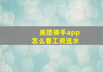 美团骑手app怎么看工资流水