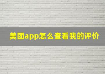 美团app怎么查看我的评价