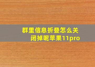 群里信息折叠怎么关闭掉呢苹果11pro